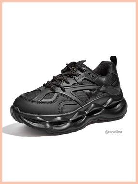 Chunky Platform Sneakers Rhinestone Bling Lace-Up Casual Running Walking Shoes